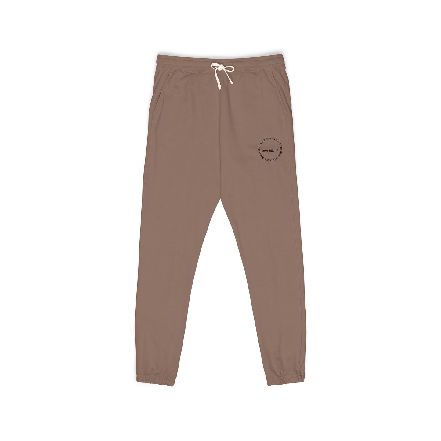 Live Beautiful Fleece Joggers- VIVI BELLLA Stamp Relaxed Fit Sweatpants, Comfortable Lounge Pants, Ideal for Gifts, Perfect for Home or Casual Outings