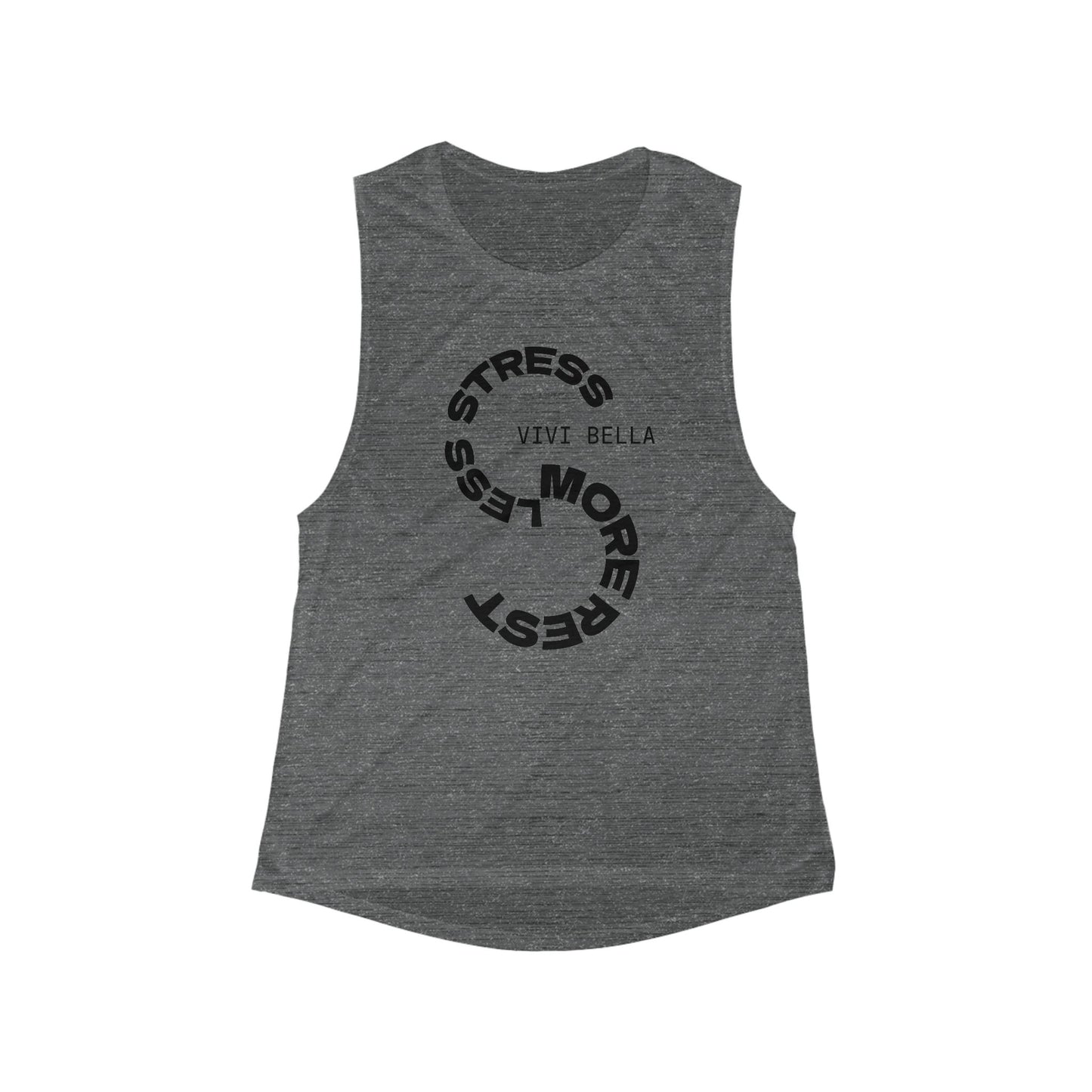 Rest More Stress Less Tank Top for Women, Motivational Fitness Wear, Workout Top, Stress Relief Shirt, Cute Casual Muscle Tank