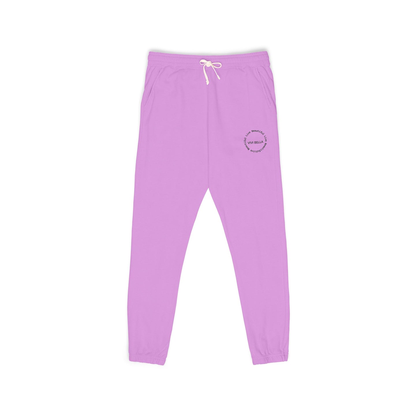 Live Beautiful Fleece Joggers- VIVI BELLLA Stamp Relaxed Fit Sweatpants, Comfortable Lounge Pants, Ideal for Gifts, Perfect for Home or Casual Outings