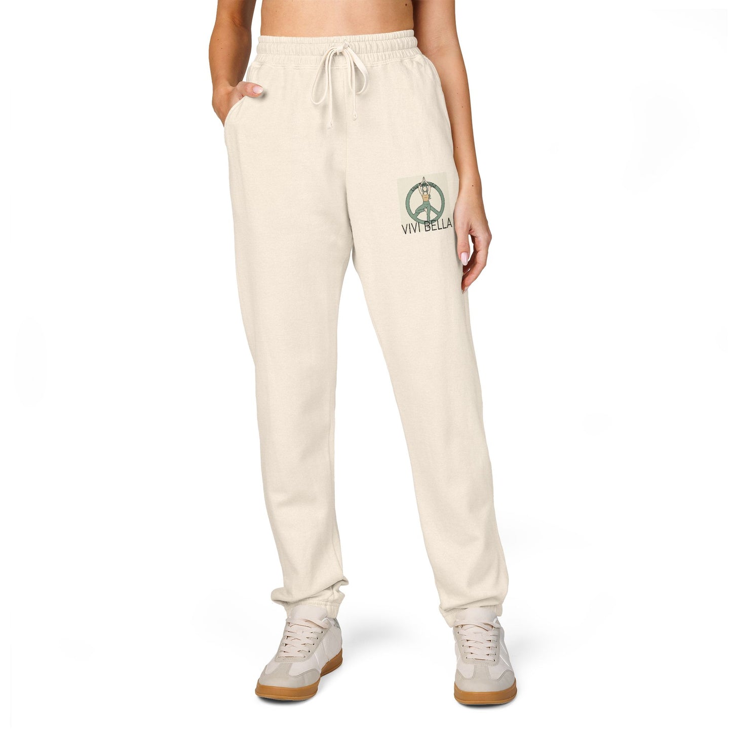 Live Beautiful Fleece Joggers - VIVI BELLA Peace Vibes Sweatpants- Perfect for Relaxing