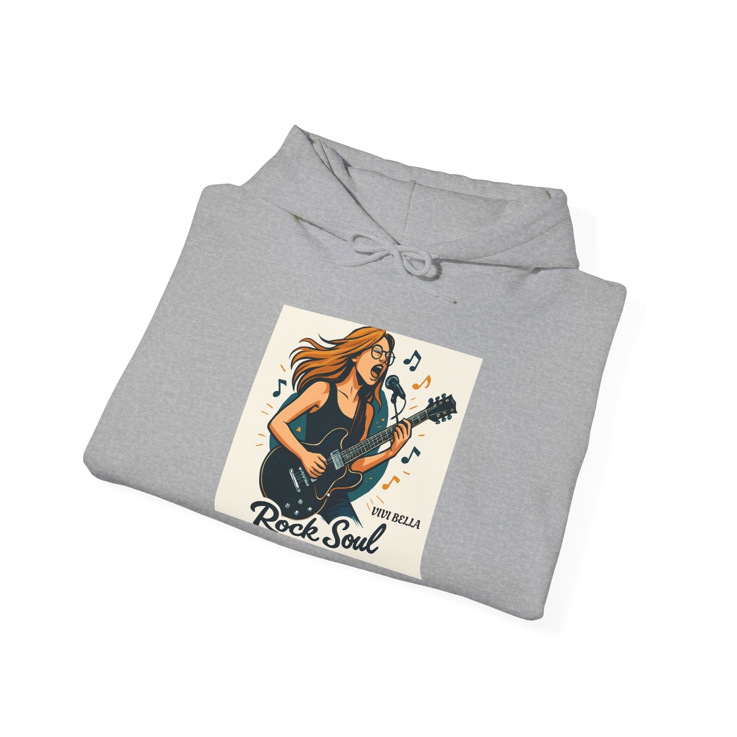 Live Beautiful Hoodie- Rock Soul- Girl Jamming on Electric Guitar Hooded Sweatshirt, , Gift for Music Lovers, Cozy Musician Hoodie