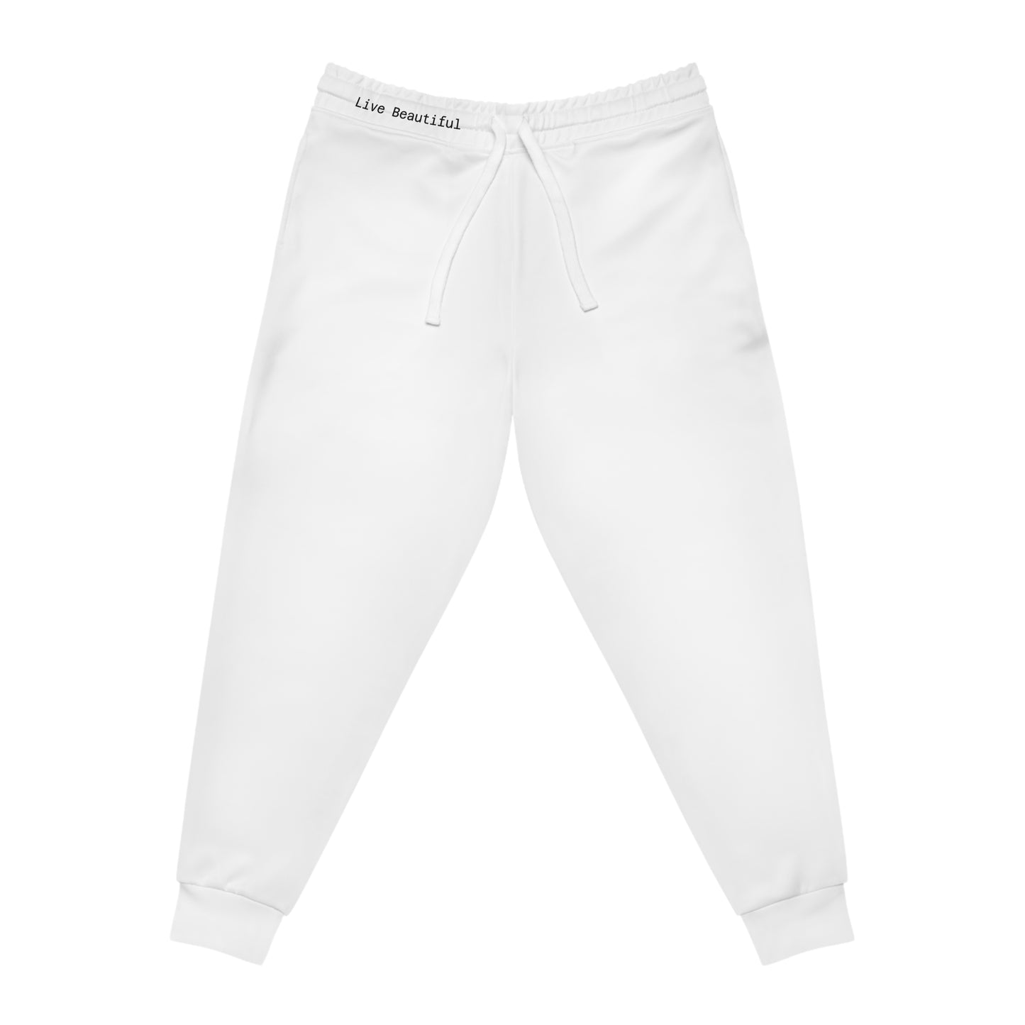 Live Beautiful Athletic Joggers, White, Comfortable Activewear, Jogging Pants, Casual Loungewear, Ideal for Daily Relaxing, Relaxed Style