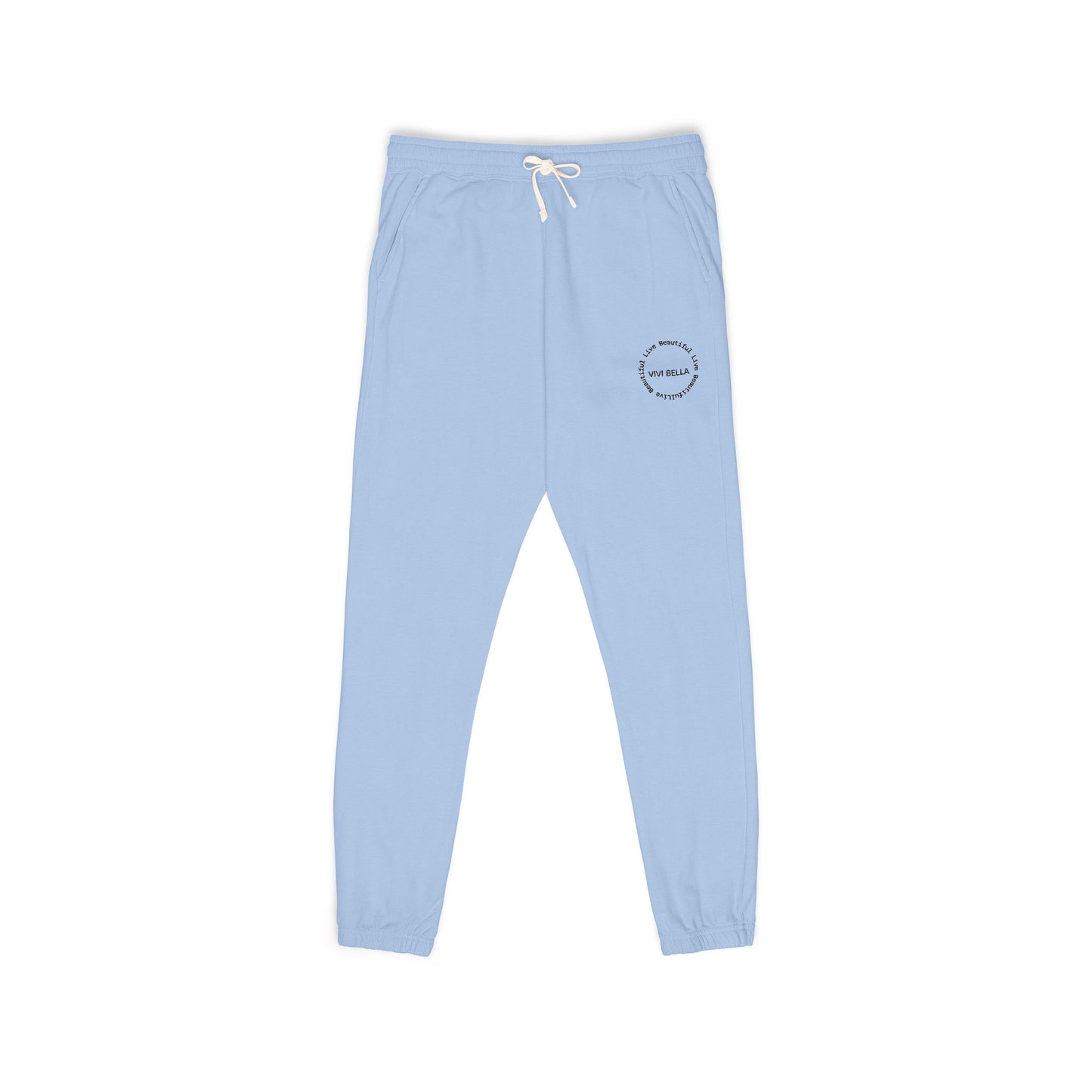 Live Beautiful Fleece Joggers- VIVI BELLLA Stamp Relaxed Fit Sweatpants, Comfortable Lounge Pants, Ideal for Gifts, Perfect for Home or Casual Outings