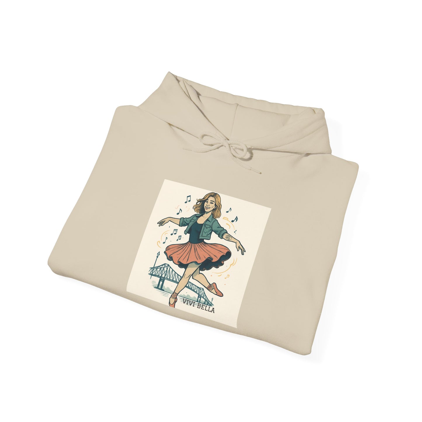 Live Beautiful Hoodie- Vintage Rock Ballerina Cozy Hooded Sweatshirt