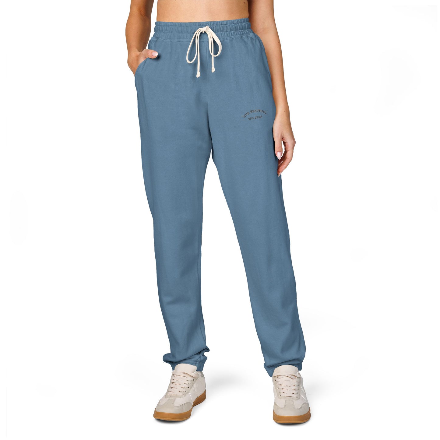 Live Beautiful Fleece Joggers- VIVI BELLA Sweatpants for Relaxation, Lounge Wear, Cozy Home Essentials, Perfect for Chill Days