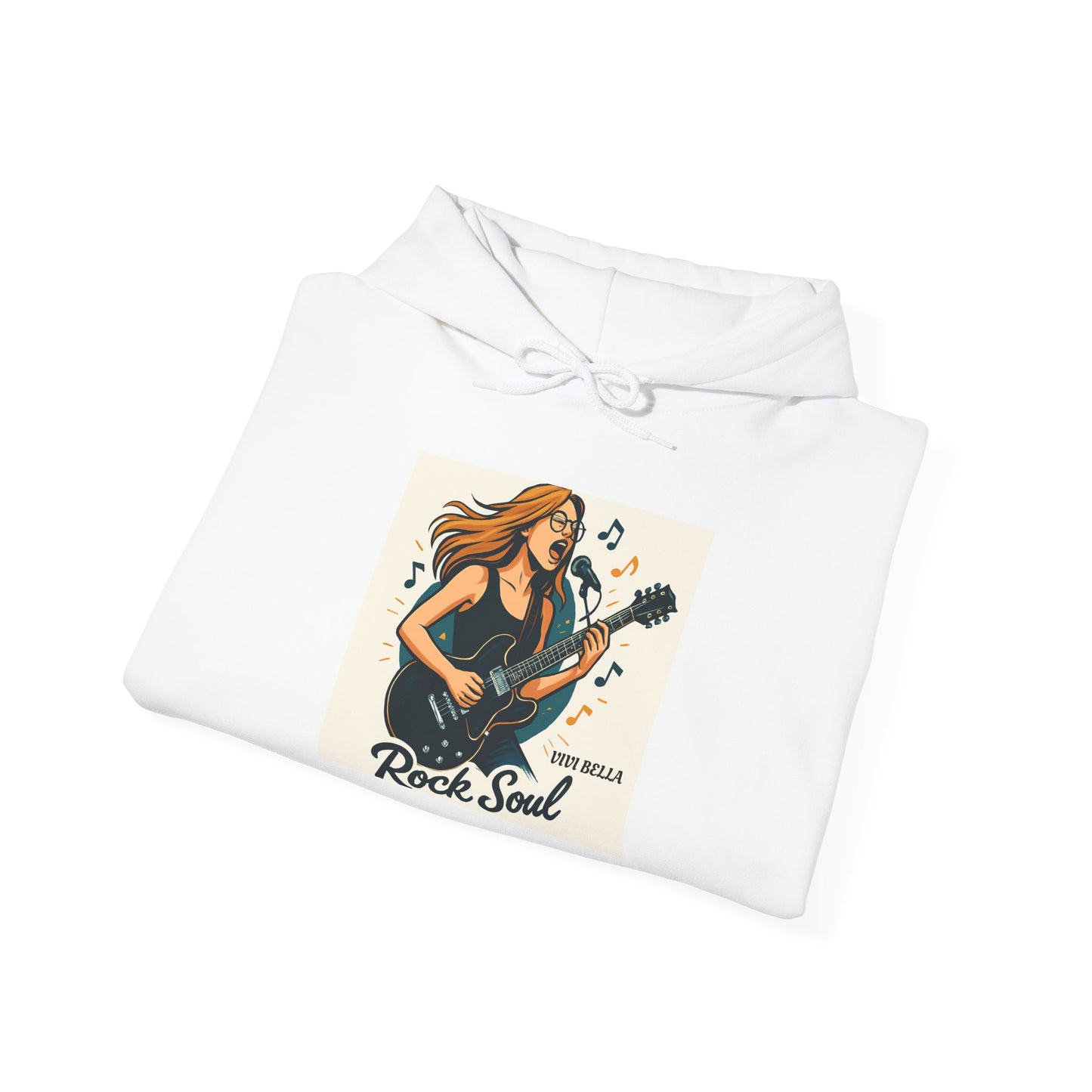 Live Beautiful Hoodie- Rock Soul- Girl Jamming on Electric Guitar Hooded Sweatshirt, , Gift for Music Lovers, Cozy Musician Hoodie