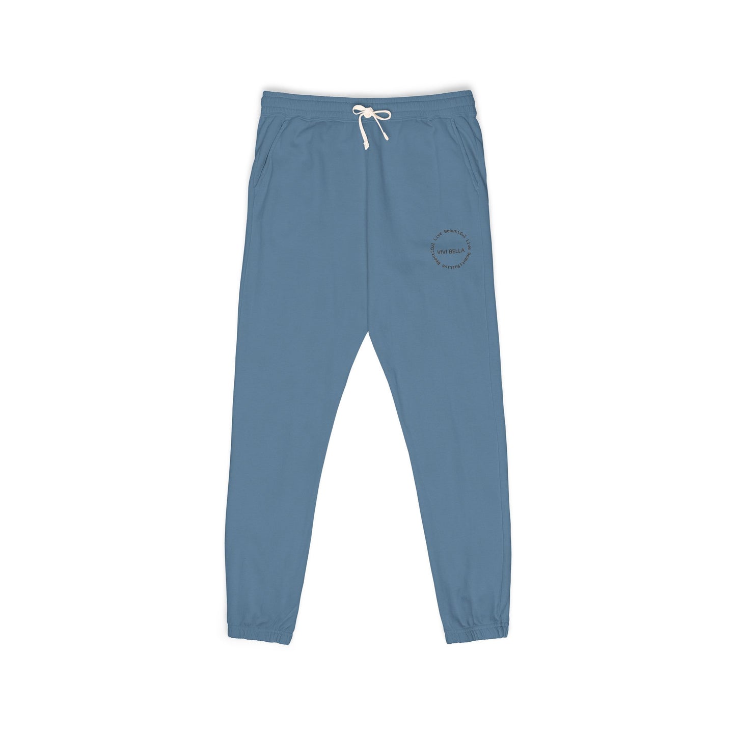 Live Beautiful Fleece Joggers- VIVI BELLLA Stamp Relaxed Fit Sweatpants, Comfortable Lounge Pants, Ideal for Gifts, Perfect for Home or Casual Outings