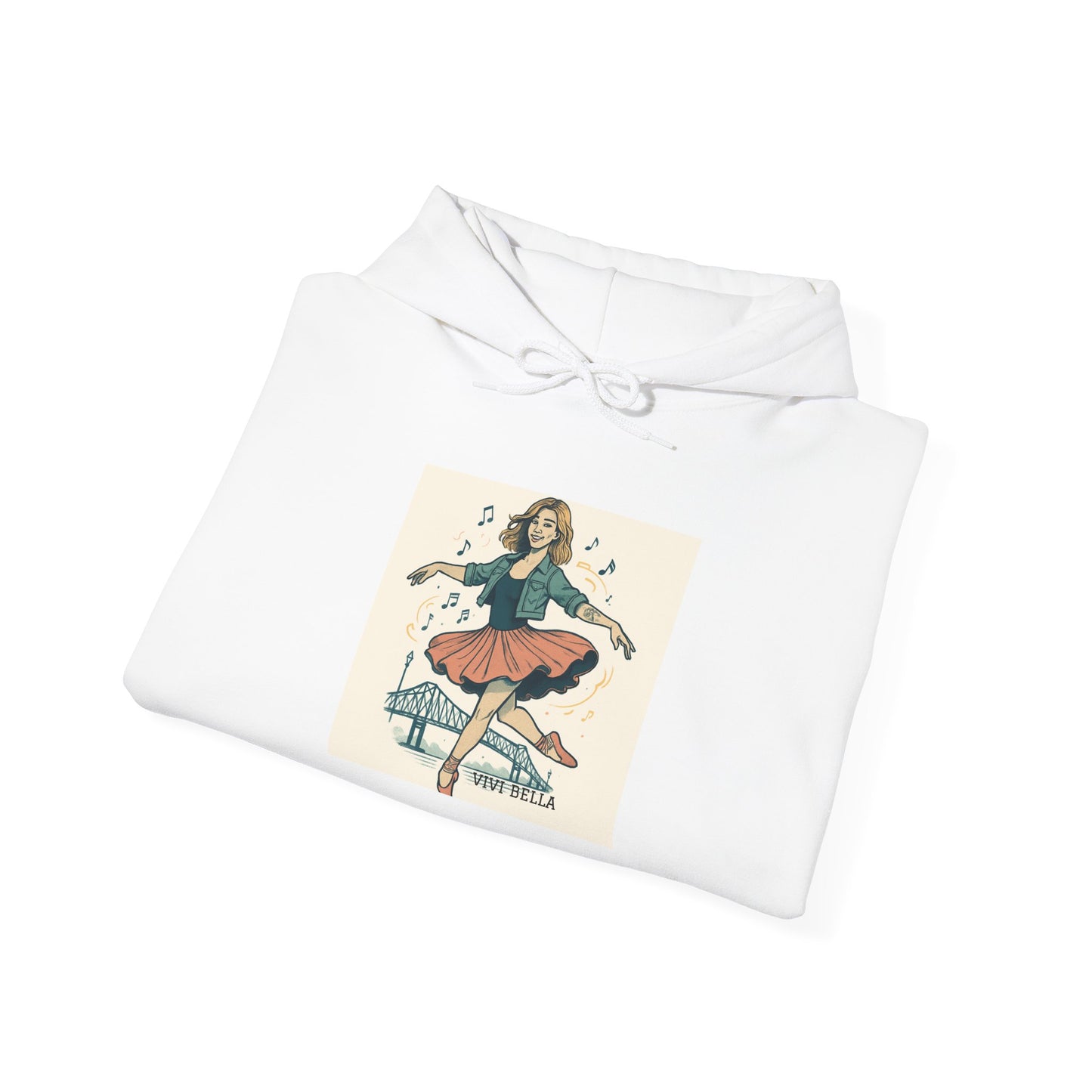 Live Beautiful Hoodie- Vintage Rock Ballerina Cozy Hooded Sweatshirt