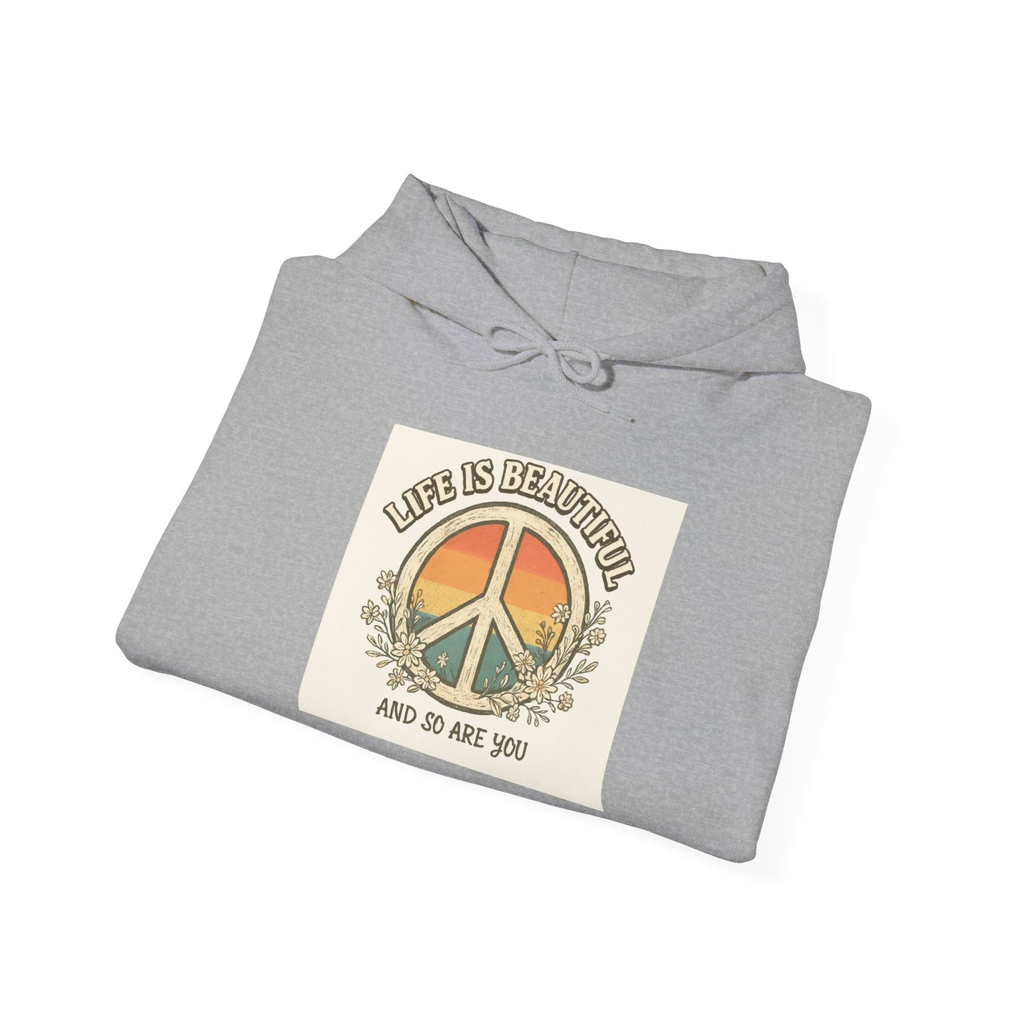 Live Beautiful Hoodie- Peaceful Vibes-Life is beautiful and so are you-Hooded Sweatshirt - Life is Beautiful, Cozy Hoodie, Inspirational Wear