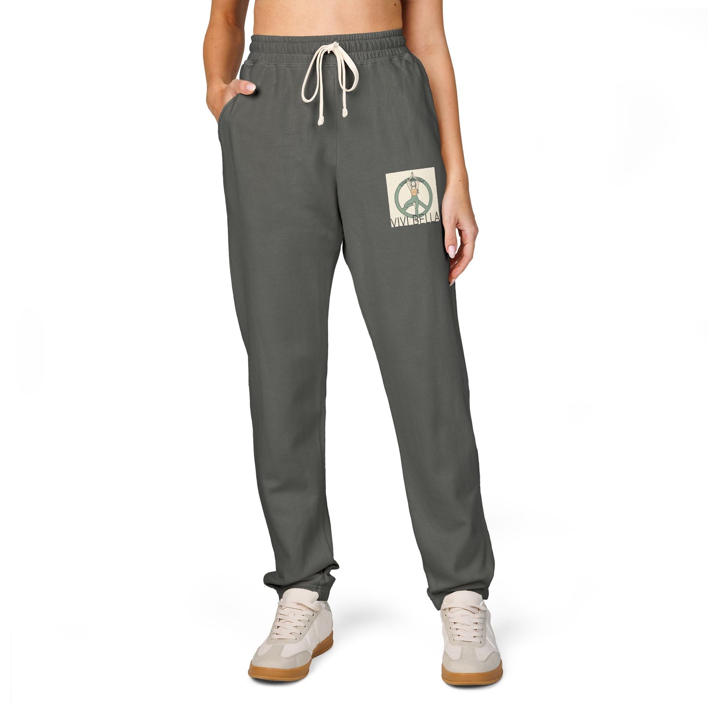 Live Beautiful Fleece Joggers - VIVI BELLA Peace Vibes Sweatpants- Perfect for Relaxing