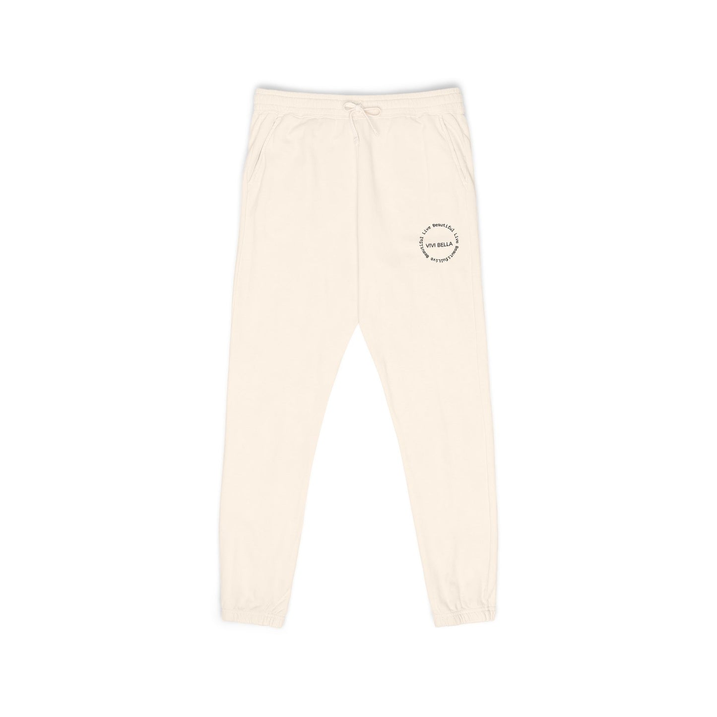 Live Beautiful Fleece Joggers- VIVI BELLLA Stamp Relaxed Fit Sweatpants, Comfortable Lounge Pants, Ideal for Gifts, Perfect for Home or Casual Outings