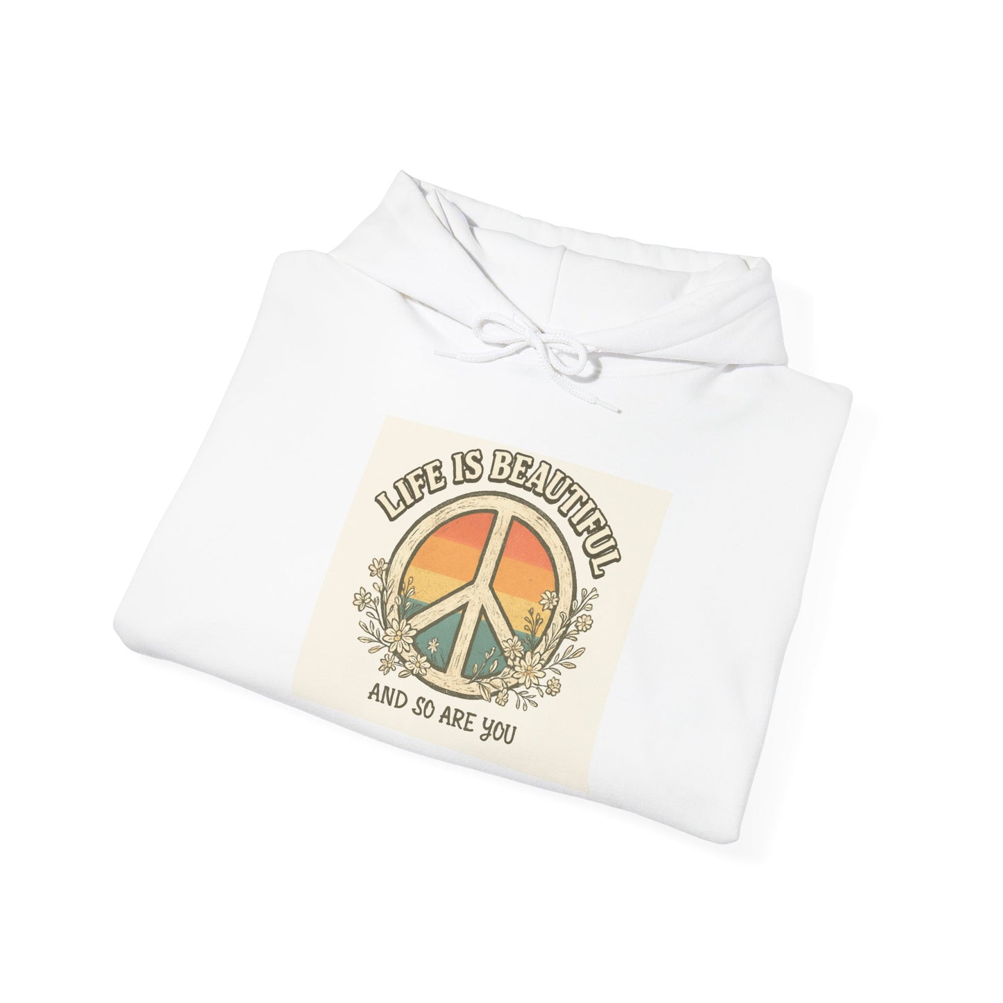 Live Beautiful Hoodie- Peaceful Vibes-Life is beautiful and so are you-Hooded Sweatshirt - Life is Beautiful, Cozy Hoodie, Inspirational Wear