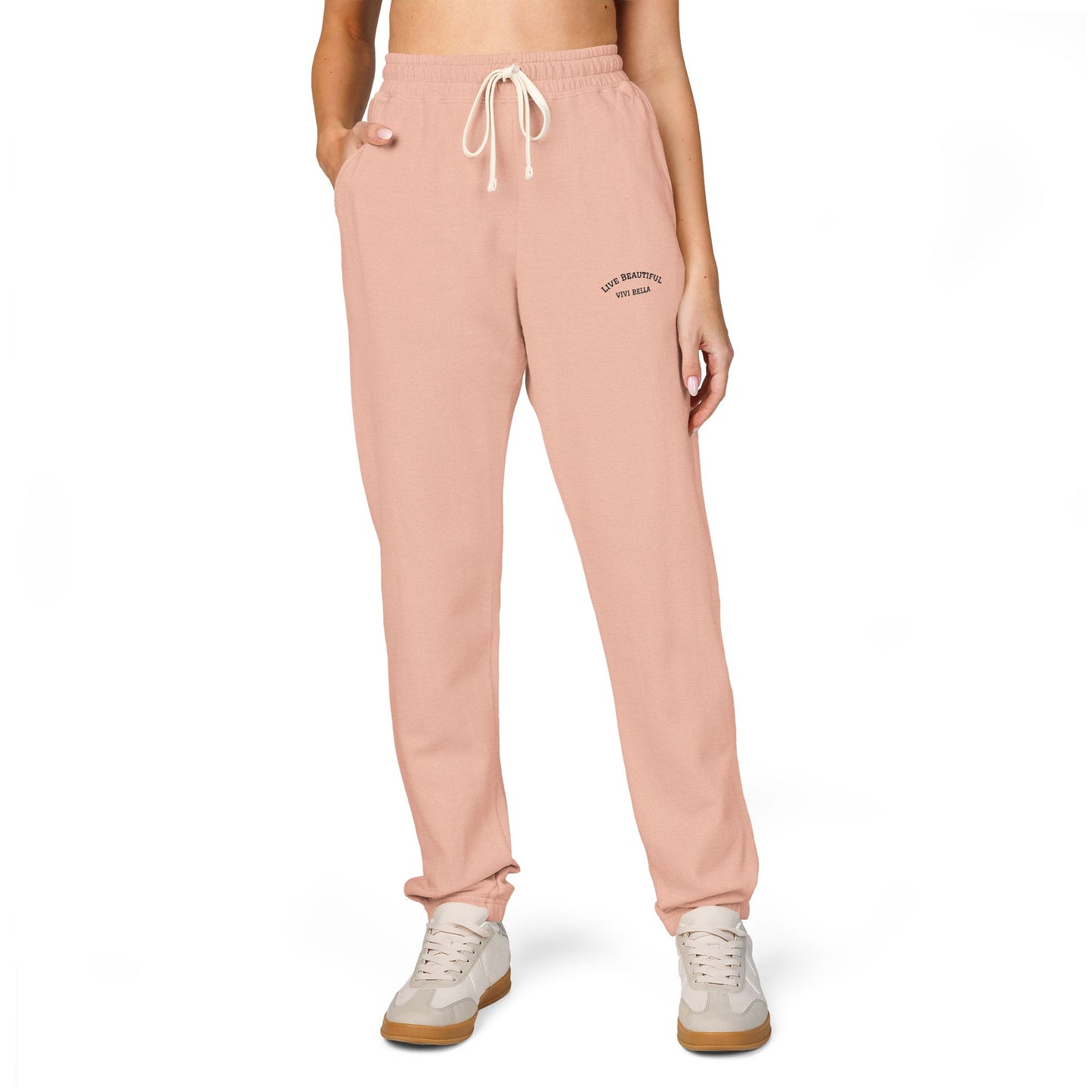 Live Beautiful Fleece Joggers- VIVI BELLA Sweatpants for Relaxation, Lounge Wear, Cozy Home Essentials, Perfect for Chill Days