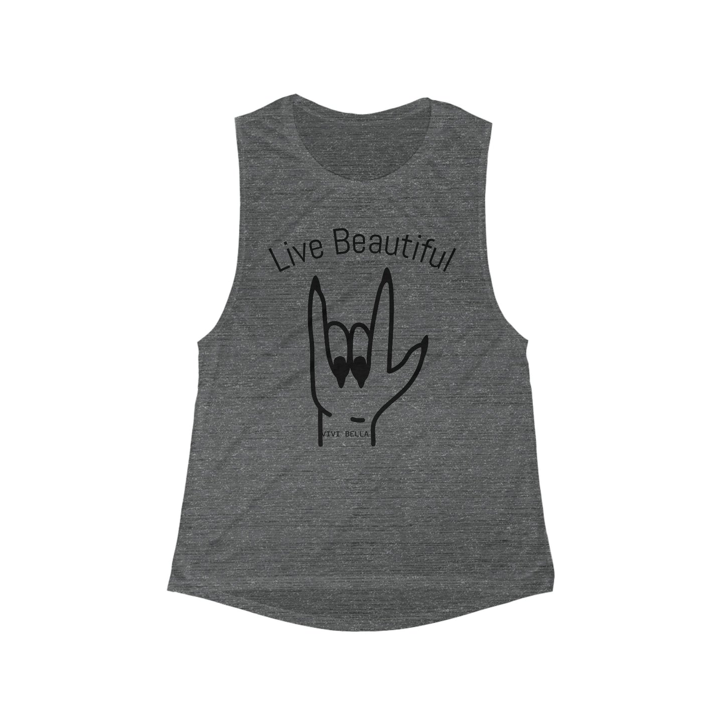 Live Beautiful Women's Flowy Scoop Muscle Tank, Inspirational Workout Shirt, Summer Yoga Top, Casual Tank for Women, Perfect for Gifts