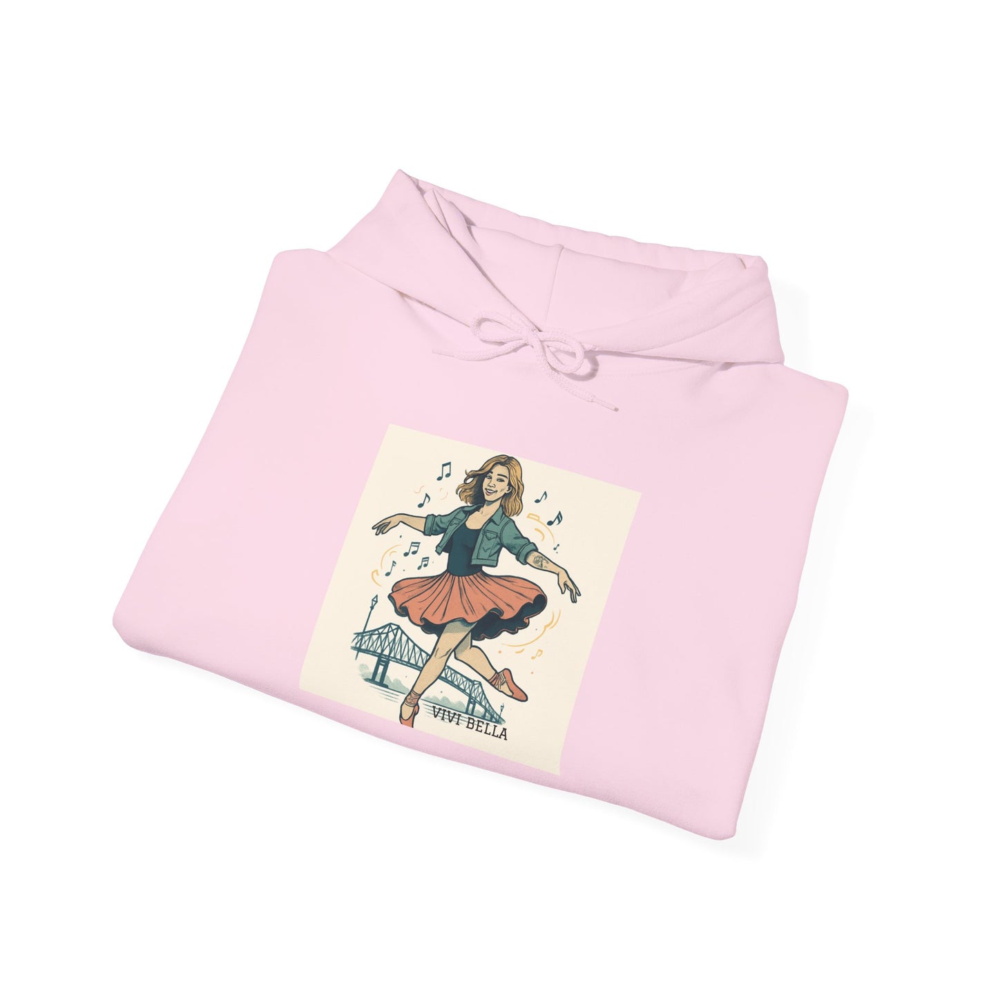 Live Beautiful Hoodie- Vintage Rock Ballerina Cozy Hooded Sweatshirt