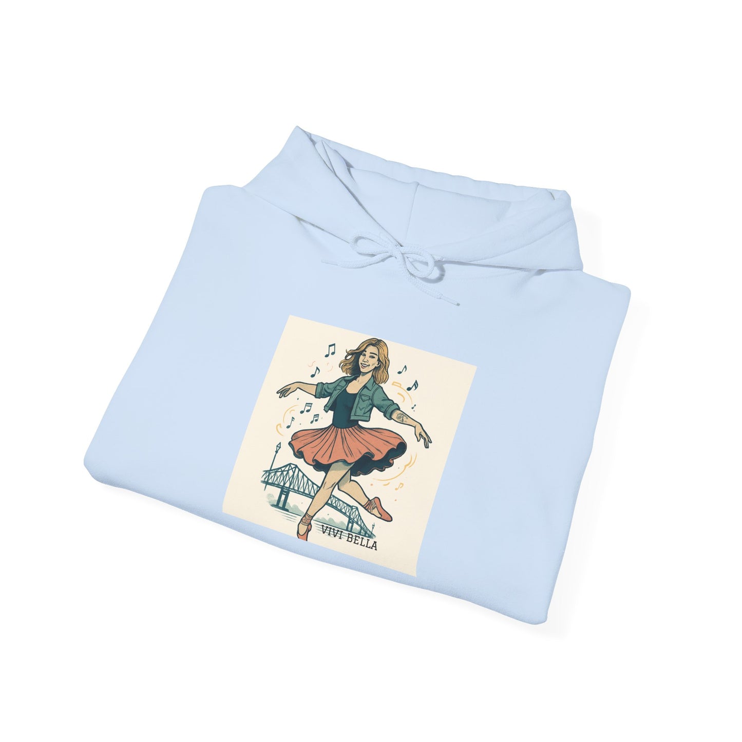 Live Beautiful Hoodie- Vintage Rock Ballerina Cozy Hooded Sweatshirt
