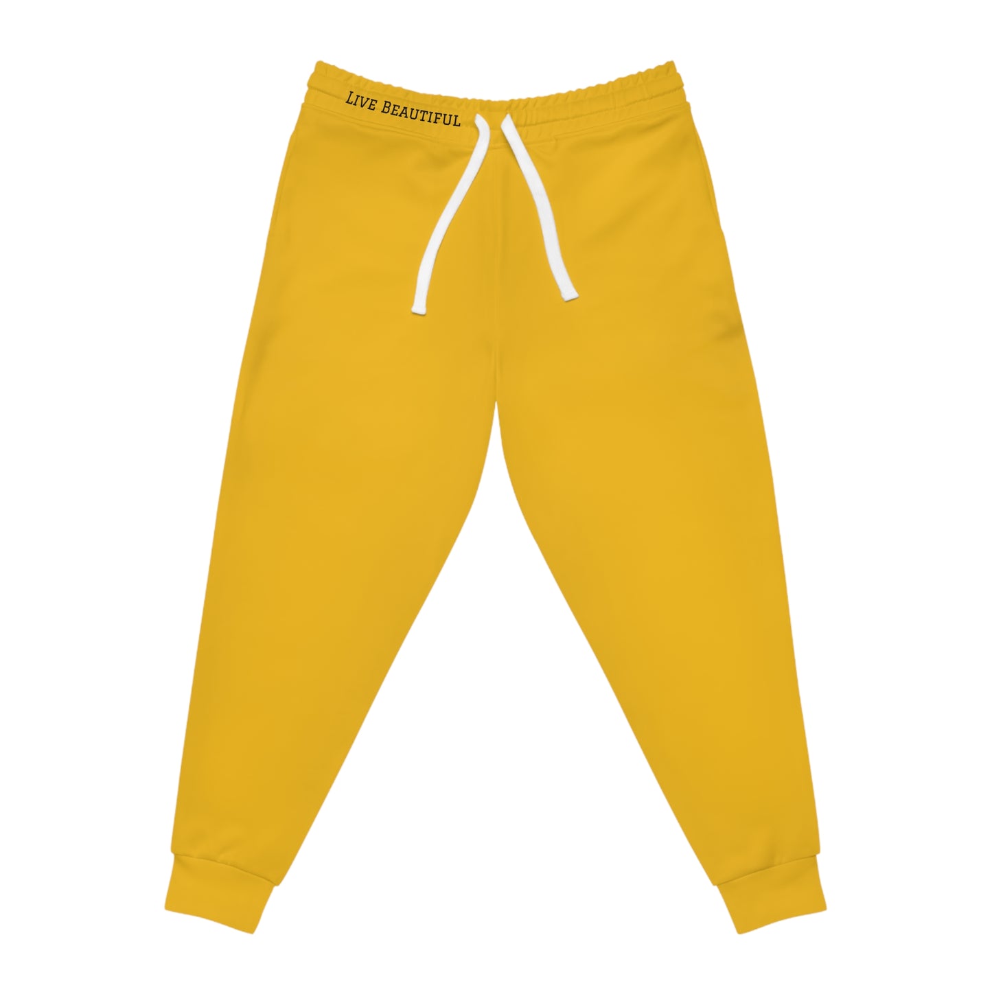 Live Beautiful Athletic Joggers- Happy Yellow- , Motivational Sweatpants, Fitness Loungewear, Yellow Joggers for Women, Cozy Activewear