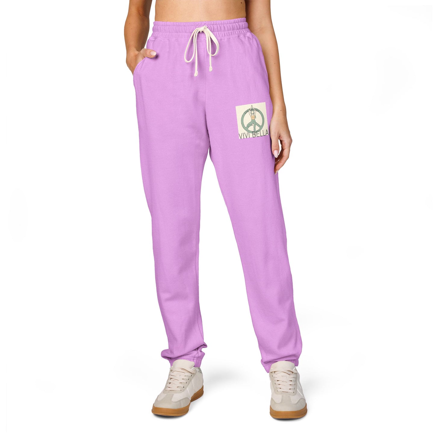 Live Beautiful Fleece Joggers - VIVI BELLA Peace Vibes Sweatpants- Perfect for Relaxing