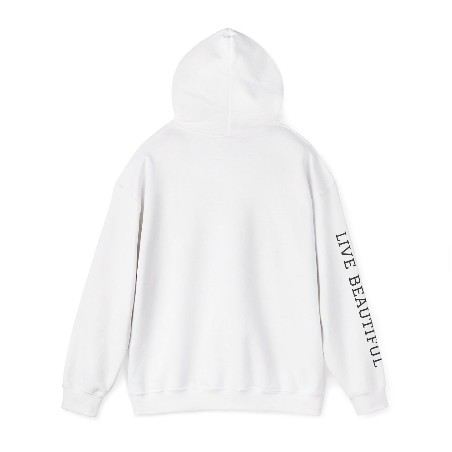 Live Beautiful Hoodie - Girl Drummer Hooded Sweatshirt- Vibrant, Inspiring, Comfortable, Perfect for Musicians, Gifts for Music Lovers, Casual Wear, Festivals