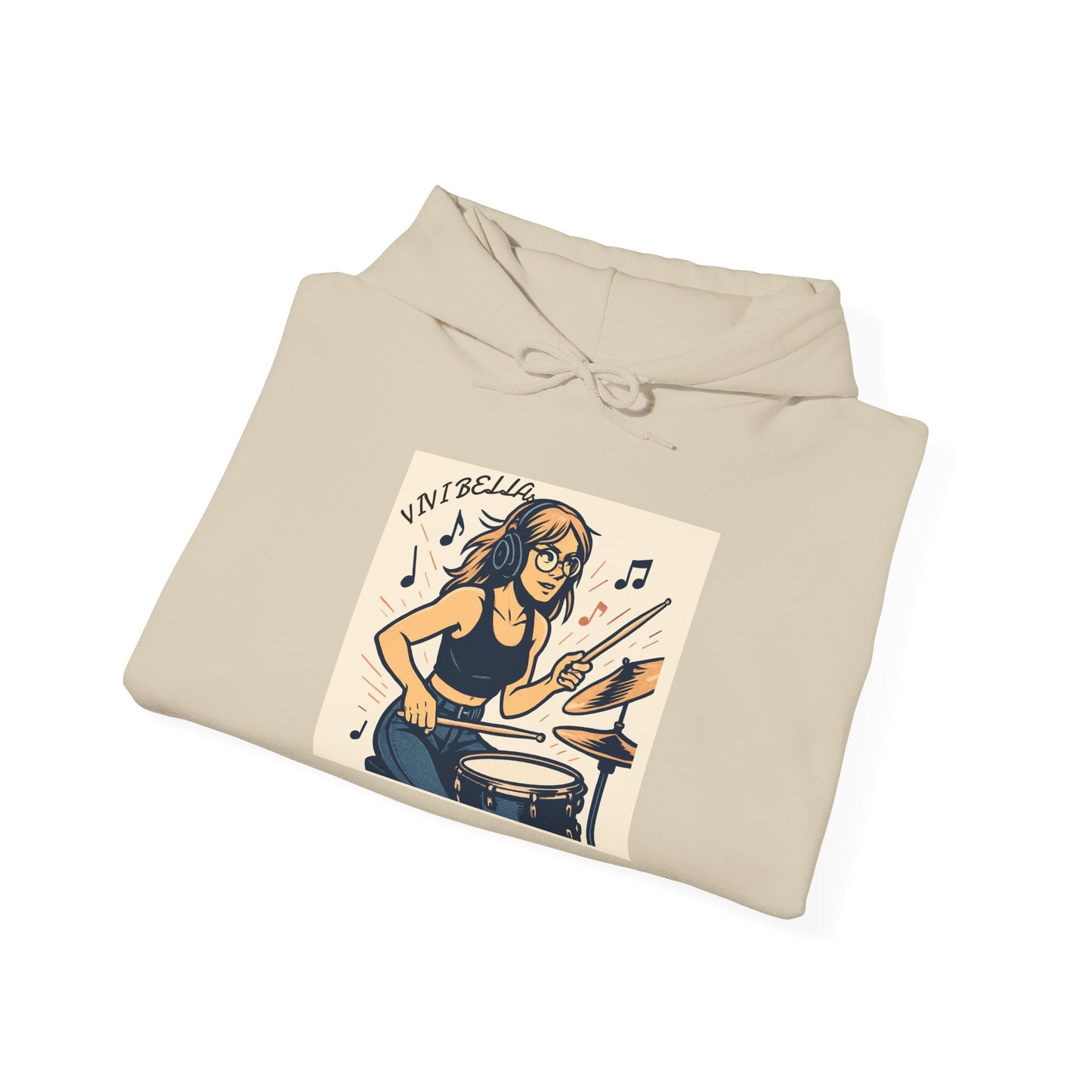 Live Beautiful Hoodie - Girl Drummer Hooded Sweatshirt- Vibrant, Inspiring, Comfortable, Perfect for Musicians, Gifts for Music Lovers, Casual Wear, Festivals