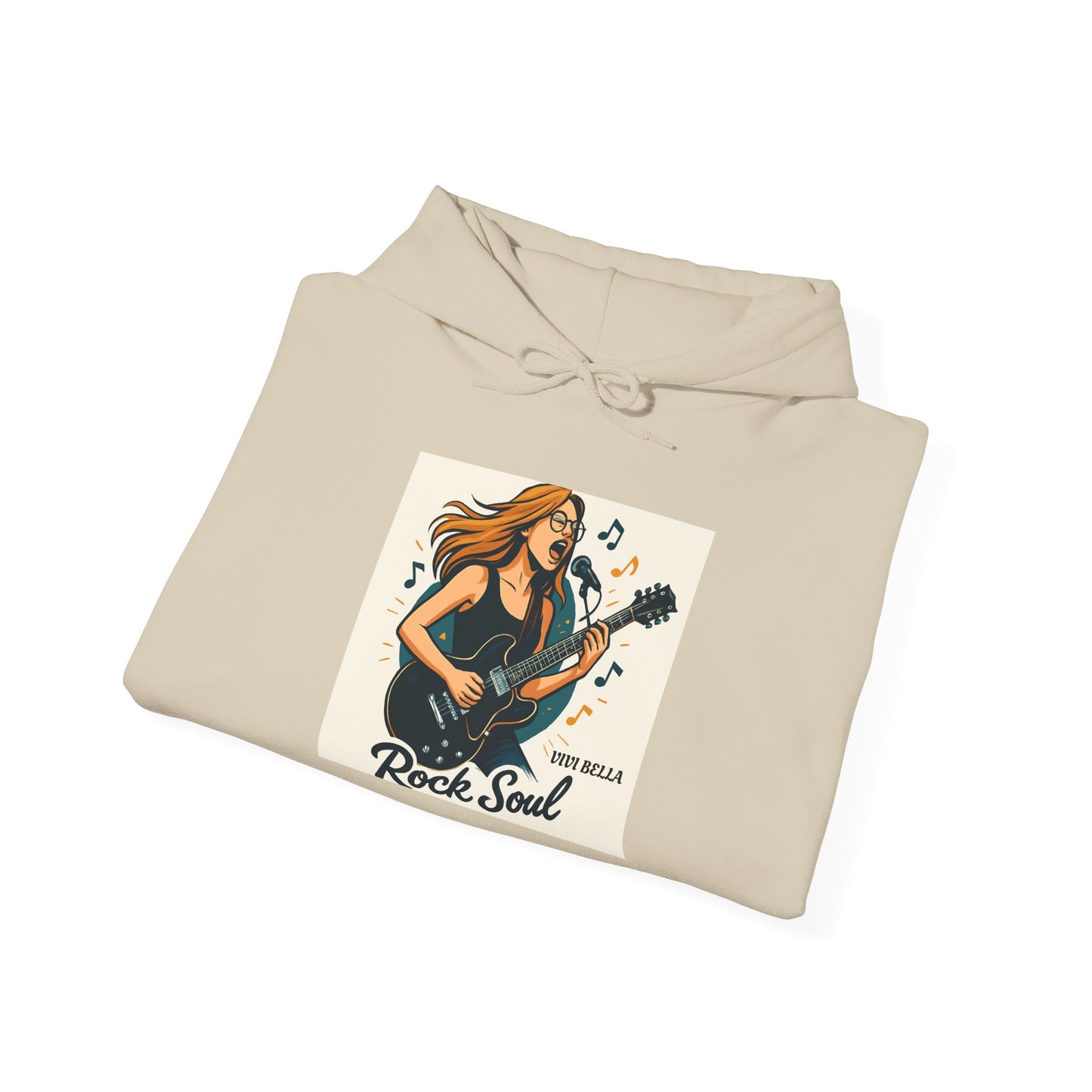 Live Beautiful Hoodie- Rock Soul- Girl Jamming on Electric Guitar Hooded Sweatshirt, , Gift for Music Lovers, Cozy Musician Hoodie