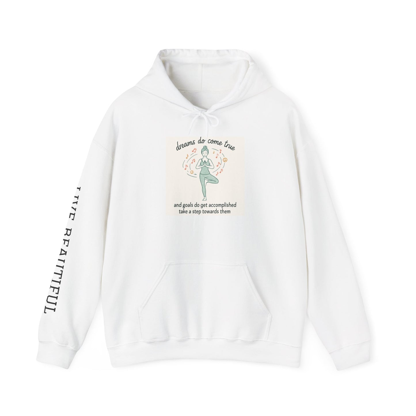 Live Beautiful Hoodie l Take a Step Yogi Inspired- Hooded Sweatshirt, Cozy Hoodie, Inspirational Casual Wear, Comfort Clothing, Goal-Setting Fashion