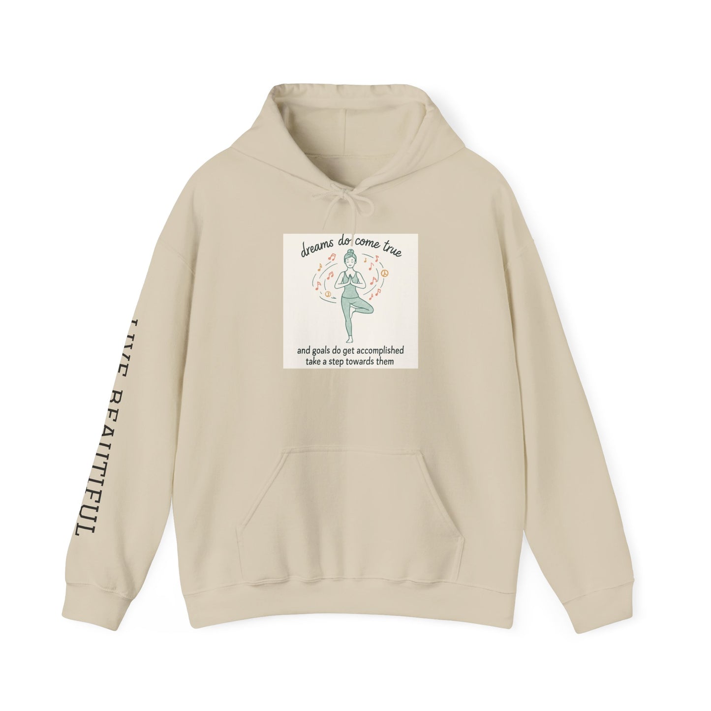 Live Beautiful Hoodie l Take a Step Yogi Inspired- Hooded Sweatshirt, Cozy Hoodie, Inspirational Casual Wear, Comfort Clothing, Goal-Setting Fashion