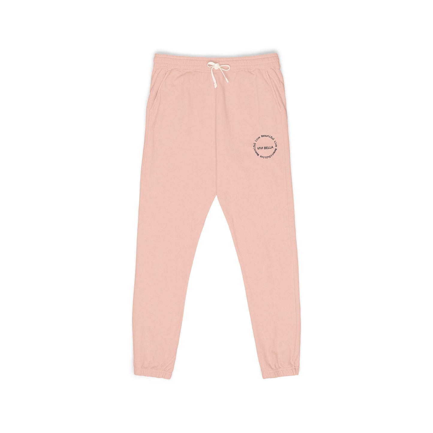 Live Beautiful Fleece Joggers- VIVI BELLLA Stamp Relaxed Fit Sweatpants, Comfortable Lounge Pants, Ideal for Gifts, Perfect for Home or Casual Outings