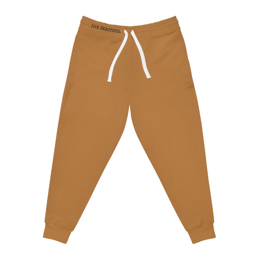 Live Beautiful Athletic Joggers-Fall Brown-  - Comfortable Fitness Wear, Trendy Leisure Pants, Perfect for Workouts, Relaxation, and Outdoors