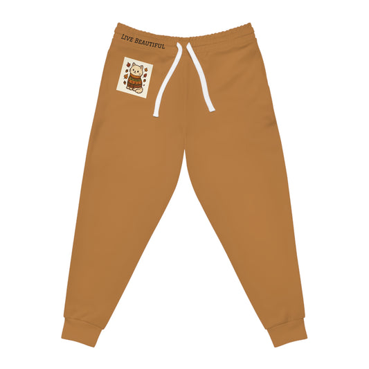Live Beautiful Athletic Joggers- Fall Sweater Cat, Cozy Relaxation Pants
