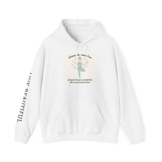 Live Beautiful Hoodie l Take a Step Yogi Inspired- Hooded Sweatshirt, Cozy Hoodie, Inspirational Casual Wear, Comfort Clothing, Goal-Setting Fashion