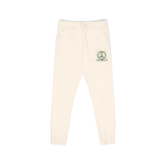 Live Beautiful Fleece Joggers - VIVI BELLA Peace Vibes Sweatpants- Perfect for Relaxing